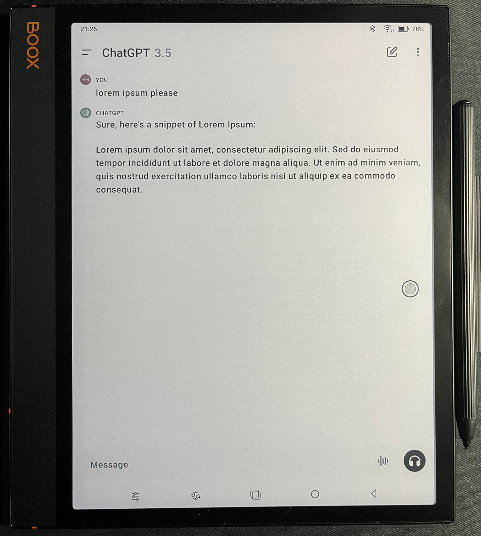 ChatGPT App auf dem BOOX Note Air 3 C