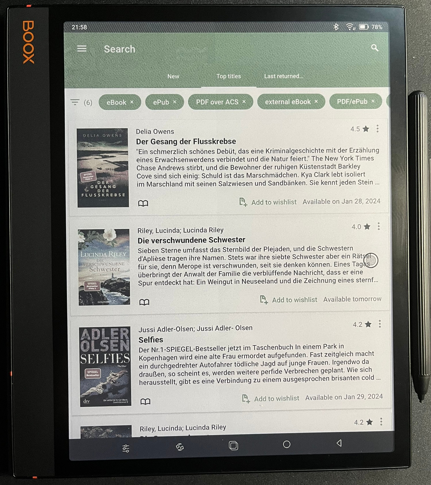 Onleihe auf dem BOOX Note Air 3 C