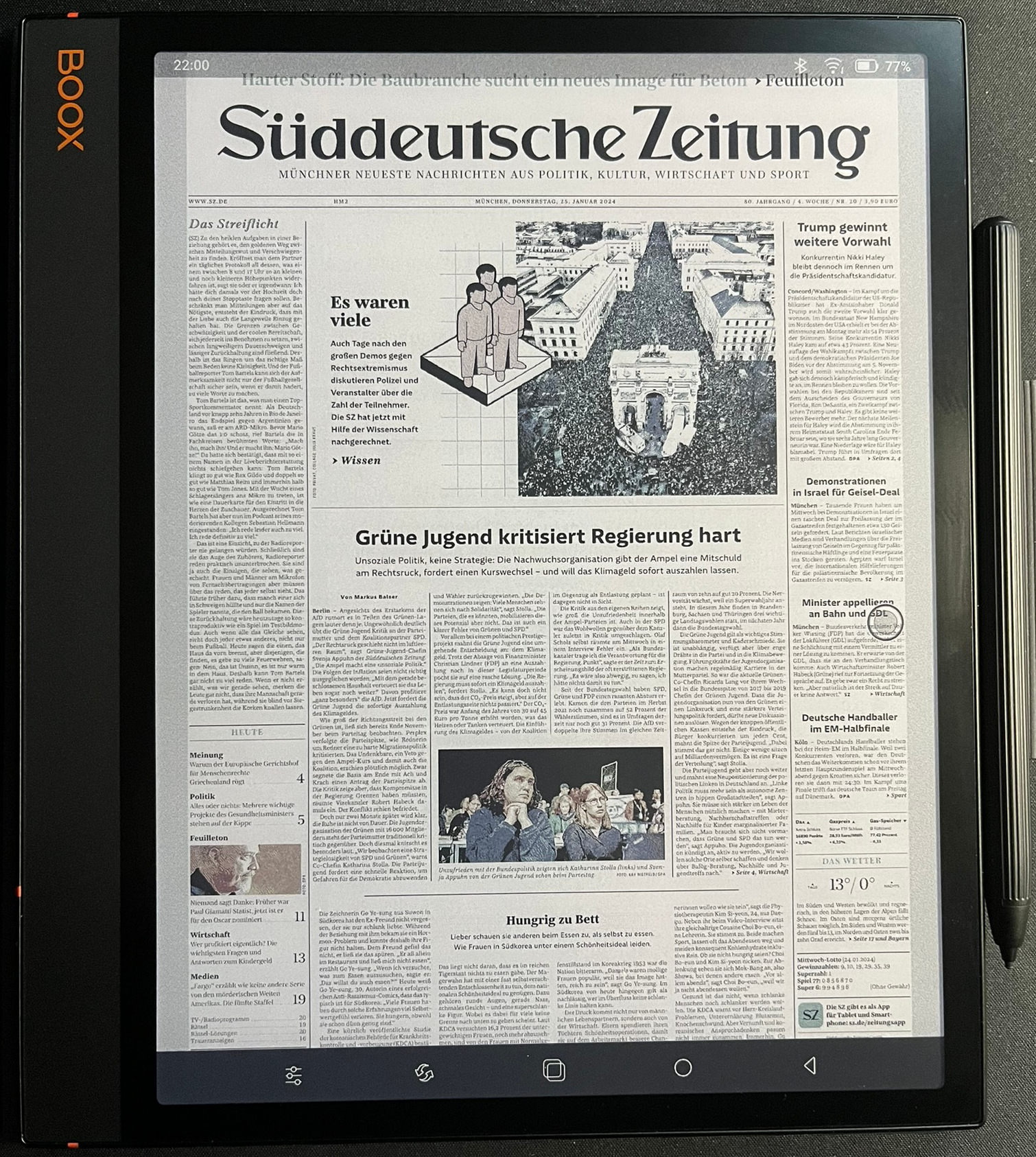 Zeitungslektüre über die Onleihe App auf dem BOOX Note Air 3 C