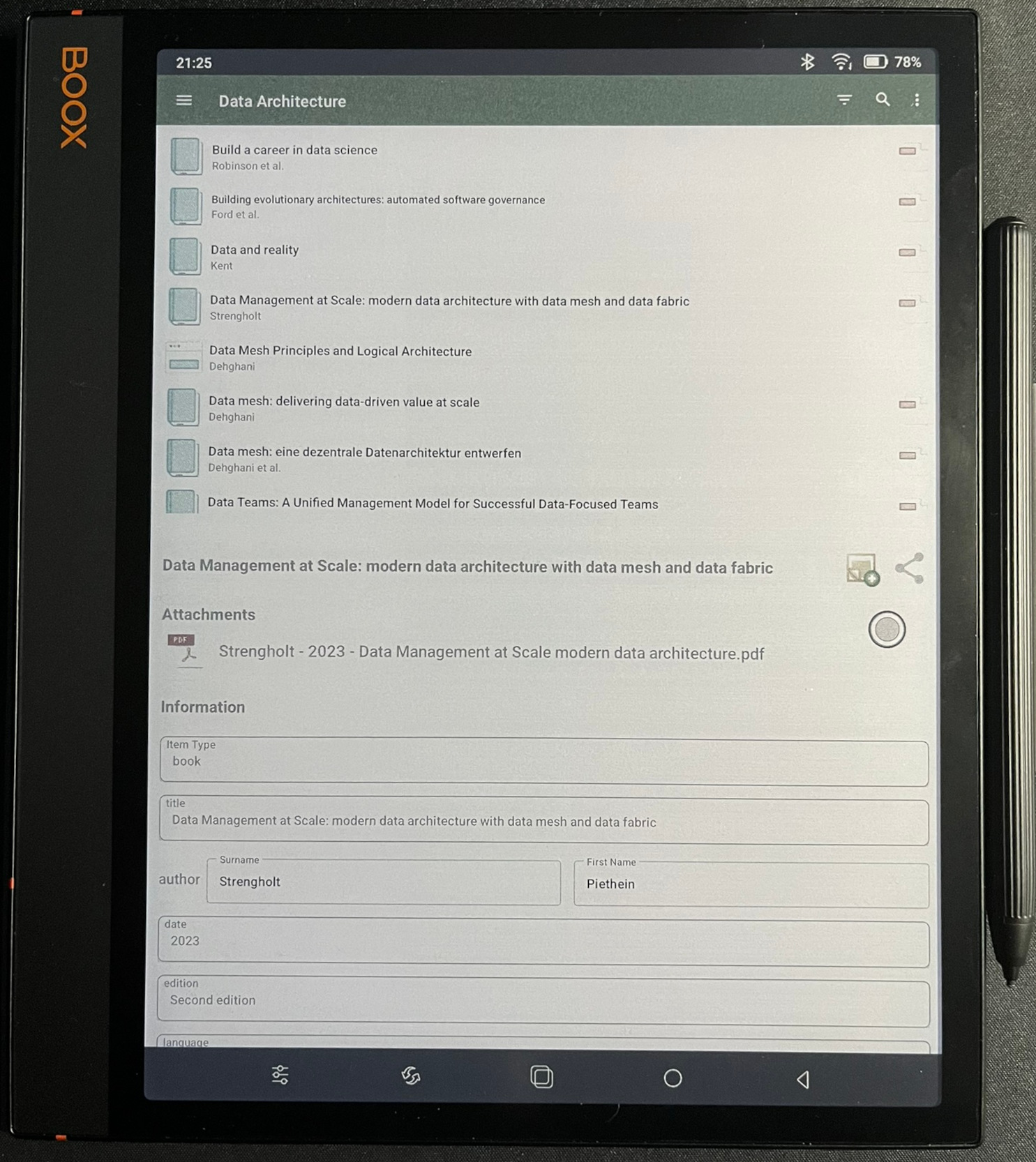 Zoo for Zotero App auf dem BOOX Note Air 3 C