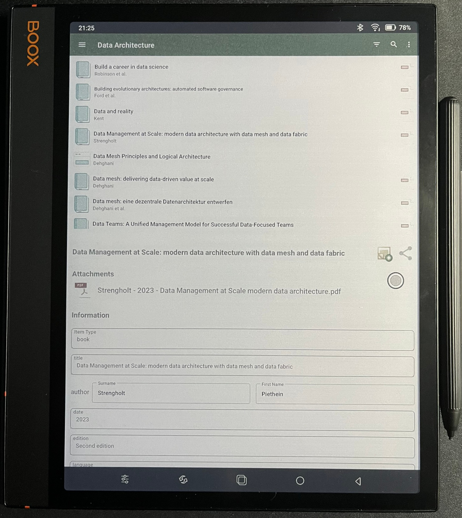 Zoo for Zotero app on BOOX Note Air 3 C